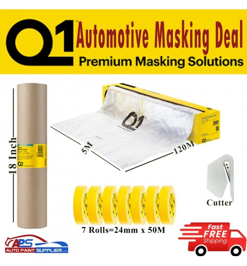 Masking Tape Roll 24mm x 50mm Poly Film Sheet 120m -18 "Brown masking paper